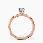 18kt Rose Gold Magnolia Texture Solitaire Lab Diamond Ring side right image one