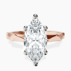10kt Rose Gold Magnolia Texture Solitaire Lab Diamond Ring front image