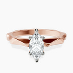 18kt Rose Gold Magnolia Texture Solitaire Lab Diamond Ring front image