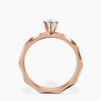 18kt Rose Gold Magnolia Texture Solitaire Lab Diamond Ring side right image one