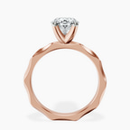 18kt Rose Gold Magnolia Texture Solitaire Lab Diamond Ring side right image one