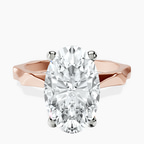 18kt Rose Gold Magnolia Texture Solitaire Lab Diamond Ring front image