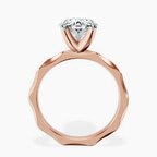 18kt Rose Gold Magnolia Texture Solitaire Lab Diamond Ring side right image one
