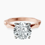 10kt Rose Gold Magnolia Texture Solitaire Lab Diamond Ring front image