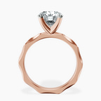 10kt Rose Gold Magnolia Texture Solitaire Lab Diamond Ring side right image one