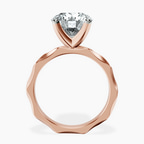 18kt Rose Gold Magnolia Texture Solitaire Lab Diamond Ring side right image one
