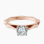 14kt Rose Gold Magnolia Texture Solitaire Lab Diamond Ring front image