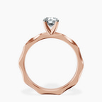 14kt Rose Gold Magnolia Texture Solitaire Lab Diamond Ring side right image one