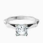 14kt White Gold Magnolia Texture Solitaire Lab Diamond Ring front image