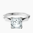 Platinum Magnolia Texture Solitaire Lab Diamond Ring front image