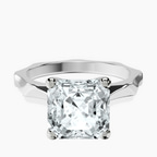 14kt White Gold Magnolia Texture Solitaire Lab Diamond Ring front image