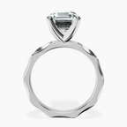 14kt White Gold Magnolia Texture Solitaire Lab Diamond Ring side right image one