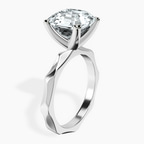 14kt White Gold Magnolia Texture Solitaire Lab Diamond Ring standing product image one