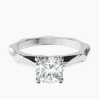 14kt White Gold Magnolia Texture Solitaire Lab Diamond Ring front image