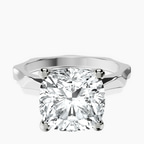 14kt White Gold Magnolia Texture Solitaire Lab Diamond Ring front image