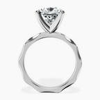 14kt White Gold Magnolia Texture Solitaire Lab Diamond Ring side right image one