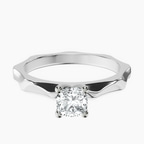 18kt White Gold Magnolia Texture Solitaire Lab Diamond Ring front image