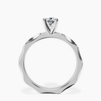 18kt White Gold Magnolia Texture Solitaire Lab Diamond Ring side right image one