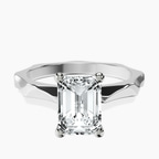 18ct White Gold Magnolia Texture Solitaire Lab Diamond Ring front image