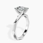 18ct White Gold Magnolia Texture Solitaire Lab Diamond Ring standing product image one