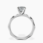 18ct White Gold Magnolia Texture Solitaire Lab Diamond Ring side right image one