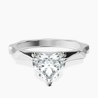 14kt White Gold Magnolia Texture Solitaire Lab Diamond Ring front image