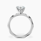 14kt White Gold Magnolia Texture Solitaire Lab Diamond Ring side right image one