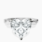 14kt White Gold Magnolia Texture Solitaire Lab Diamond Ring front image