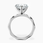 14kt White Gold Magnolia Texture Solitaire Lab Diamond Ring side right image one