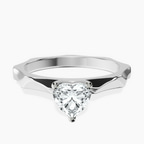 18kt White Gold Magnolia Texture Solitaire Lab Diamond Ring front image