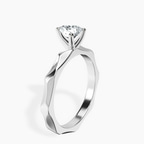 18kt White Gold Magnolia Texture Solitaire Lab Diamond Ring standing product image one
