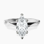 14kt White Gold Magnolia Texture Solitaire Lab Diamond Ring front image
