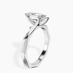 14kt White Gold Magnolia Texture Solitaire Lab Diamond Ring standing product image one