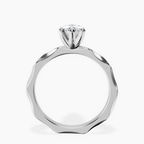 14kt White Gold Magnolia Texture Solitaire Lab Diamond Ring side right image one