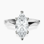 18ct White Gold Magnolia Texture Solitaire Lab Diamond Ring front image