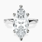 14kt White Gold Magnolia Texture Solitaire Lab Diamond Ring front image