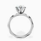 14kt White Gold Magnolia Texture Solitaire Lab Diamond Ring side right image one