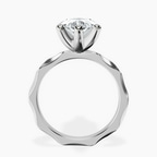 14kt White Gold Magnolia Texture Solitaire Lab Diamond Ring side right image one