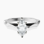 18kt White Gold Magnolia Texture Solitaire Lab Diamond Ring front image