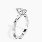 18kt White Gold Magnolia Texture Solitaire Lab Diamond Ring standing product image one