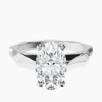 18ct White Gold Magnolia Texture Solitaire Lab Diamond Ring front image