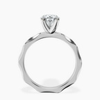 18ct White Gold Magnolia Texture Solitaire Lab Diamond Ring side right image one