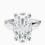 14kt White Gold Magnolia Texture Solitaire Lab Diamond Ring front image