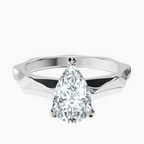 14kt White Gold Magnolia Texture Solitaire Lab Diamond Ring front image