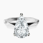 14kt White Gold Magnolia Texture Solitaire Lab Diamond Ring front image