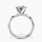 14kt White Gold Magnolia Texture Solitaire Lab Diamond Ring side right image one