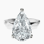 14kt White Gold Magnolia Texture Solitaire Lab Diamond Ring front image