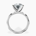 14kt White Gold Magnolia Texture Solitaire Lab Diamond Ring side right image one