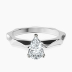 14kt White Gold Magnolia Texture Solitaire Lab Diamond Ring front image