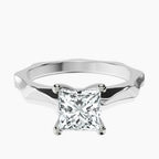 14kt White Gold Magnolia Texture Solitaire Lab Diamond Ring front image